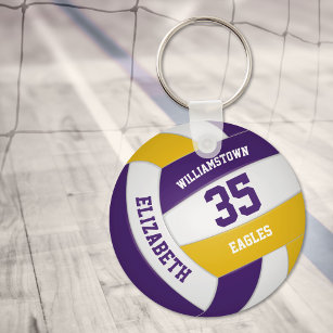 purple gold sports team colours volleyball key ring