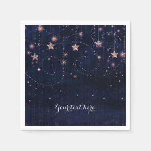 Purple & Gold Starry Celestial Whimsical Party Napkin