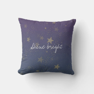 Purple Gold Stars Confetti Cushion