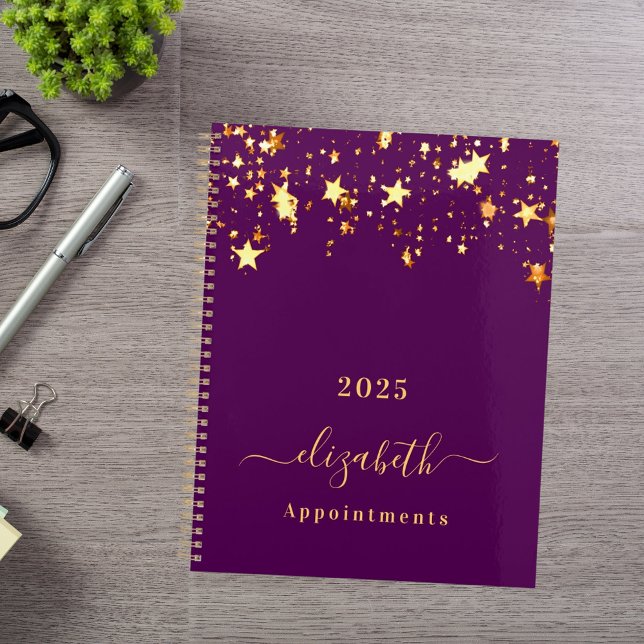 Purple gold stars elegant girly appointments 2026 planner (Creator Uploaded)