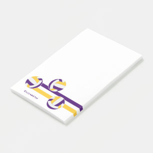 purple gold stripes volleyball player name post-it notes
