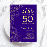 Purple Gold Surprise 50th Birthday Invitation<br><div class="desc">Purple Gold Surprise 50th Birthday Invitation. Minimalist modern feminine design features botanical accents and typography script font. Simple floral invite card perfect for a stylish female surprise bday celebration.</div>