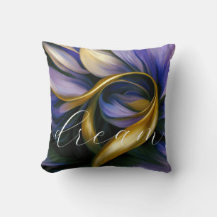 Purple & Gold Swirls Abstract, "dream" Cushion