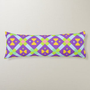 Purple Gold Teal Geometric Border Colourful Modern Body Cushion