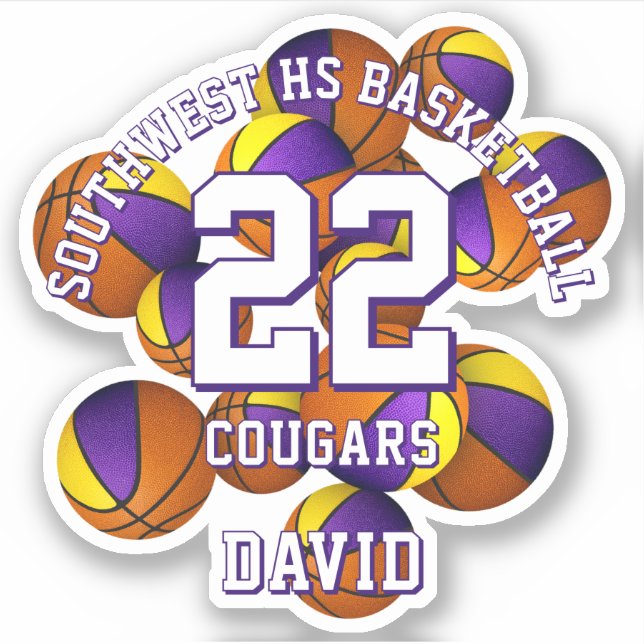 purple gold team colours basketballs team name (Front)