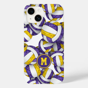 Purple gold team colours girly volleyballs Case-Mate iPhone 14 case