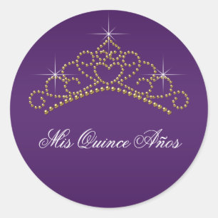 Purple Gold Tiara Sweet 15 16 Quinceana Label