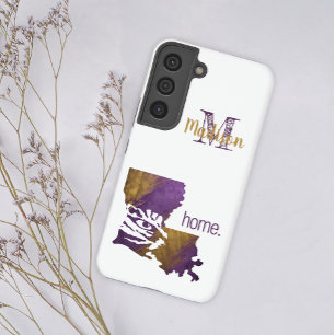 Purple Gold Tiger Eye Louisiana State Initial Name Samsung Galaxy Case