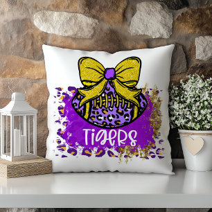 Purple Gold Tiger Football Louisiana Cushion