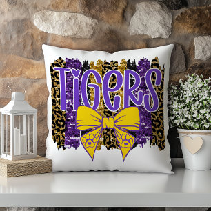 Purple Gold Tiger Football Louisiana Cushion