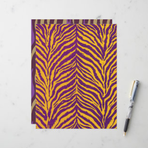 Purple & Gold Tiger Stripe Pattern Scrapbook Paper