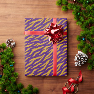 Purple Gold Tiger Wrapping Paper