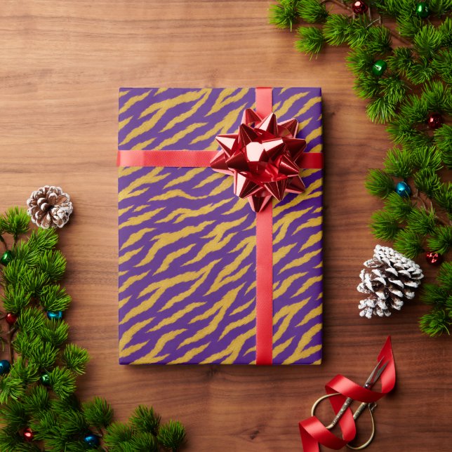 Purple Gold Tiger Wrapping Paper (Holiday Gift)