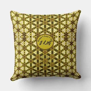 Purple Gold Trellis Pattern Initials Cushion
