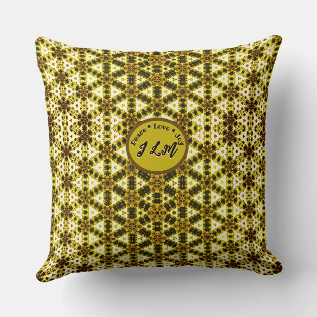 Purple Gold Trellis Pattern Initials Cushion (Back)