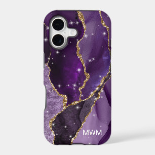 Purple Gold Veins Agate Monogram