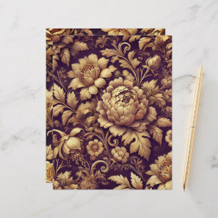Purple & Gold Victorian Florals Scrapbook Paper