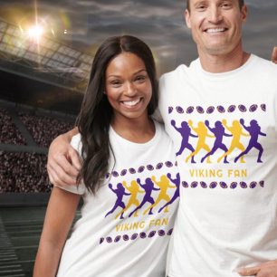 Purple Gold Viking Fan Football player Silhouettes T-Shirt