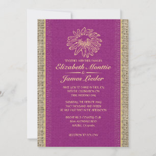 Purple & Gold Vintage Lace Wedding Invitations