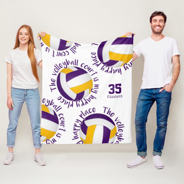purple gold volleyball court happy place fleece blanket (In Situ)