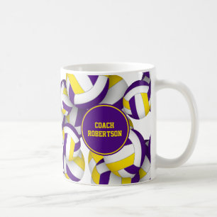 purple gold volleyball team colours coach gift coffee mug