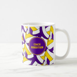 purple gold volleyball team colours coach gift coffee mug