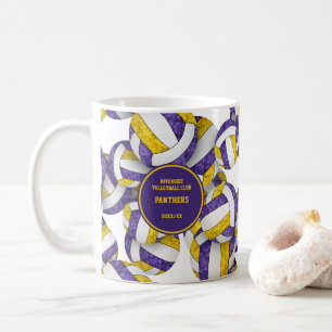 purple gold volleyball team colours coach name coffee mug