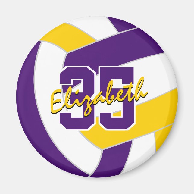 purple gold volleyball team colours gifts magnet (Front)