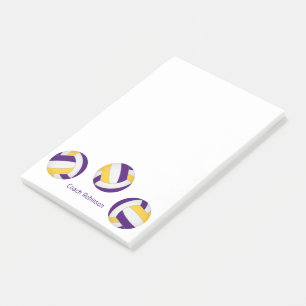 Purple gold volleyballs athlete name post-it notes