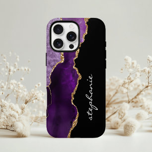 Purple Gold Watercolor Agate Personalised iPhone 13 Case