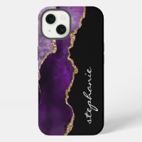 Purple Gold Watercolor Agate Personalised