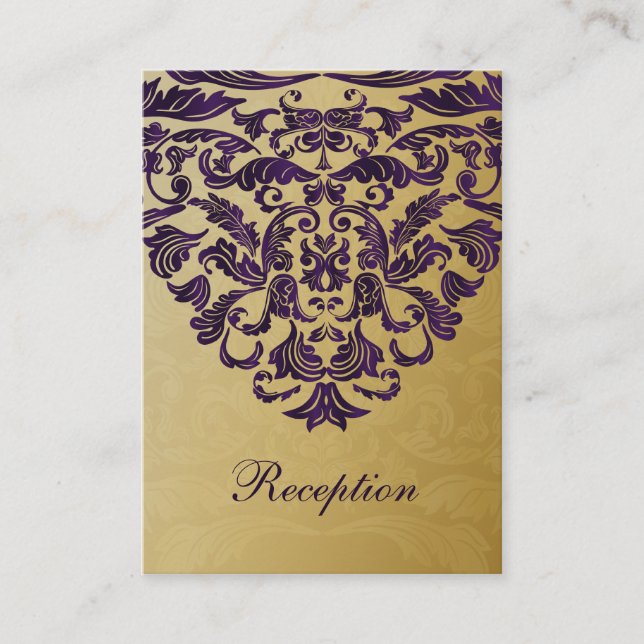 purple gold wedding Reception Cards (Front)