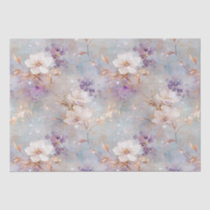 Purple Gold White Floral Tissue Paper