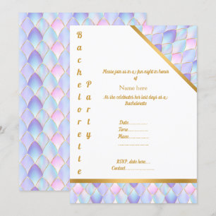 PURPLE GOLD WHITE MERMAID  PARTY BACHELORETTE INVITATION