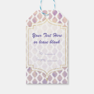 Purple Gold & White Moroccan Modern Custom Favour Gift Tags