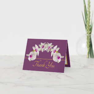 Purple Gold White Pink Orchid Bouquet Thank You Card