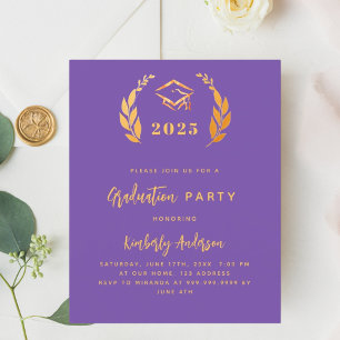 Purple gold wreath Graduation Party invitation