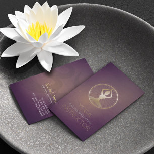 Purple & Gold Yoga Meditation Pose ZEN & OM Symbol Business Card