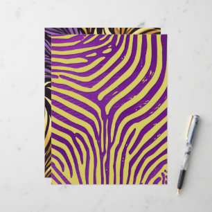 Purple & Gold Zebra Stripe Pattern Scrapbook Paper