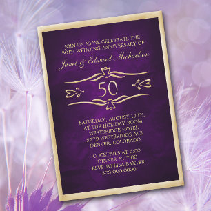 Purple Golden Anniversary Celebration Invitation