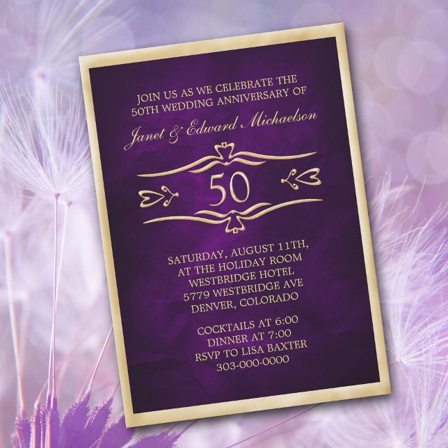Purple Golden Anniversary Celebration Invitation (Creator Uploaded)