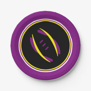 Purple & Golden  Artistic Football 7" Paper Plates