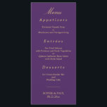 Purple Golden Beige Elegant Wedding Menu<br><div class="desc">Purple Golden Beige Elegant Wedding Menu, please personalise as required using the online Personalisation template before ordering. Once you have entered your wording onto the Personalisation template, should you find that you need to adjust the positioning of the text then please use the "Customise further" option to "Edit using the...</div>