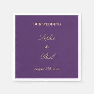 Purple Golden Beige Wedding Napkins