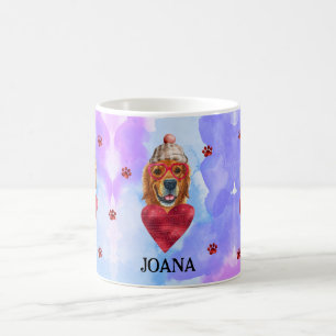 Purple Golden Retriever Valentine's Day Gift Dog Coffee Mug