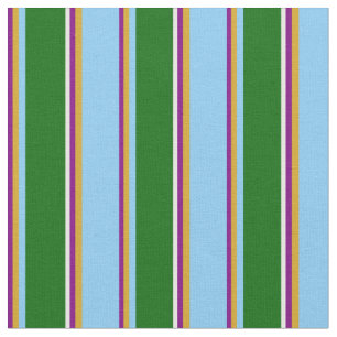 Purple, Goldenrod, Light Sky Blue, Green & White Fabric