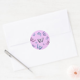 Purple Gorgeous Butterflies Classic Round Sticker