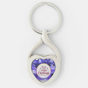 Purple Gorgeous Emerald Merry Christmas Key Ring