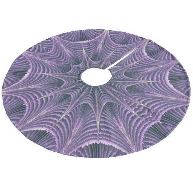 Purple Goth Spiderweb Halloween Fleece Tree Skirt (Angled)