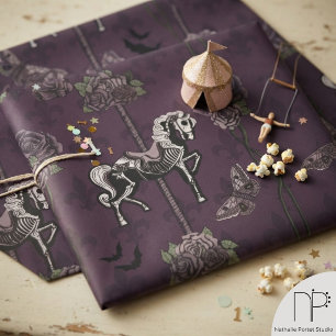 Purple Gothic Carousel Horse Wrapping Paper